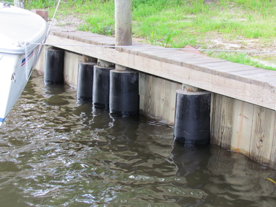 piling wraps on a dock in alabama